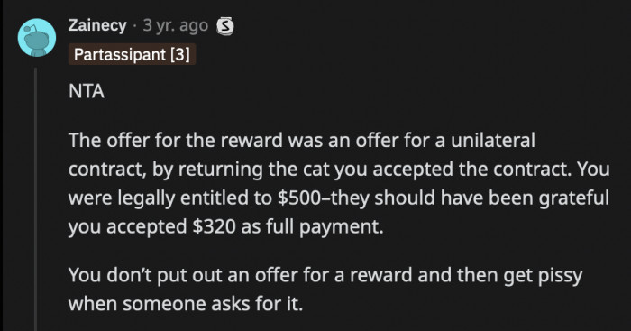 A law student explained the unilateral contract that was discussed by the other commenters.