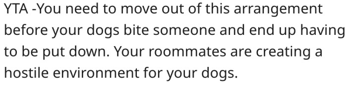 5. It's unwise to have such dogs and live with roommates.
