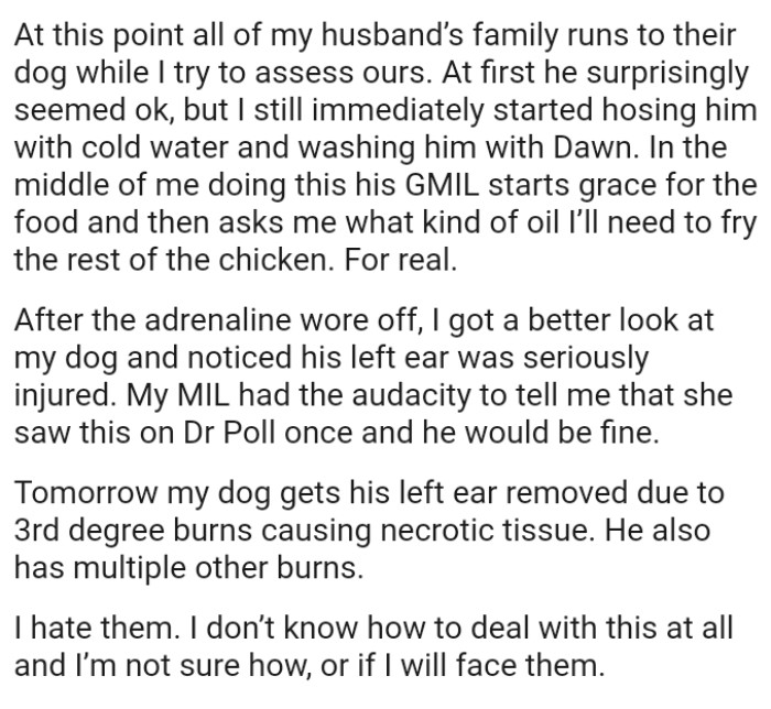 The OP got a better look at her dog and noticed his left ear was seriously injured