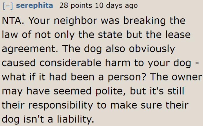 The neighbor is not just breaking the lease agreement; she's also breaking the law.