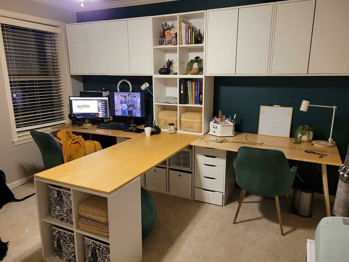 28. A complete and cozy home office made with Eket and Alex cabinets