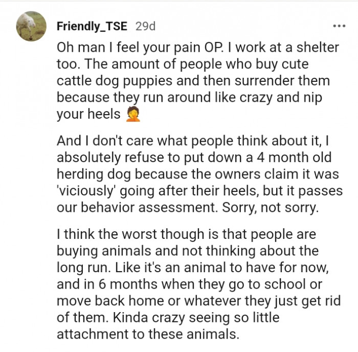 It's crazy seeing so little attachment to these animals