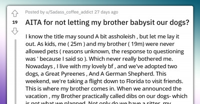 Man Rudely Rejects His Brother's Offer to Babysit His Dogs While He's on Vacation and Calls Him Extremely Irresponsible