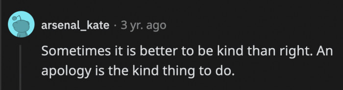 OP should do the kind thing and apologize to her