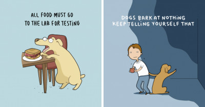 Funny Drawings Illustrate The Whimsical And Everyday Life With A Dog Friend