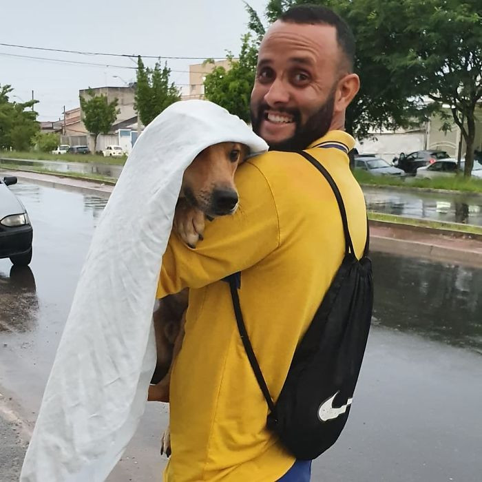 32. Keeping his friend dry