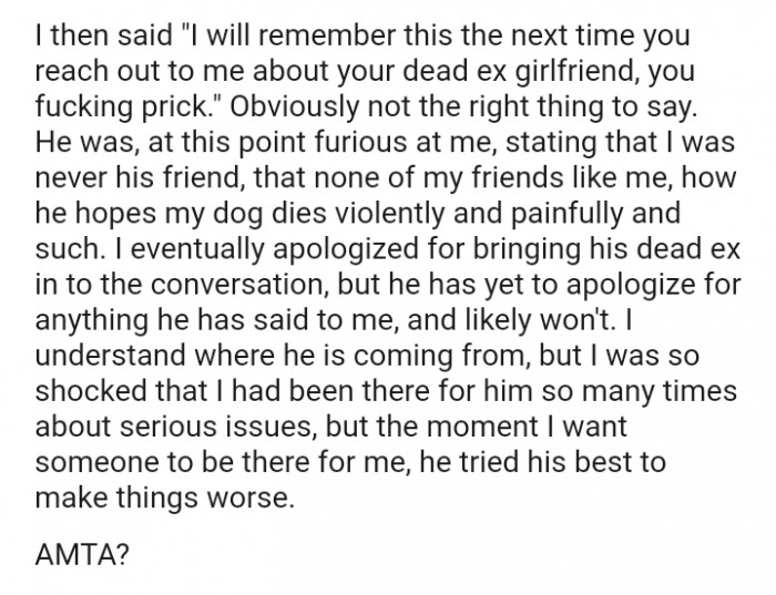 He Has Yet to Apologize for Anything He Said to Me