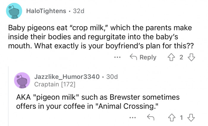 OP's boyfriend needs to be extra careful with the bird.