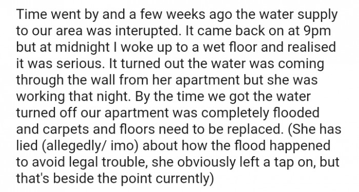 Our apartment was completely flooded