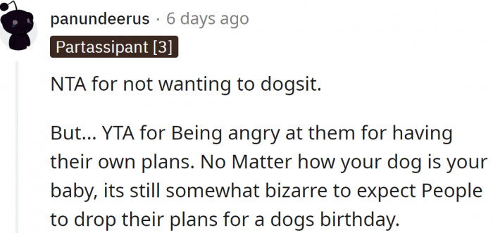 One Redditor explained to her that she doesn't have the right to be mad at her parents: