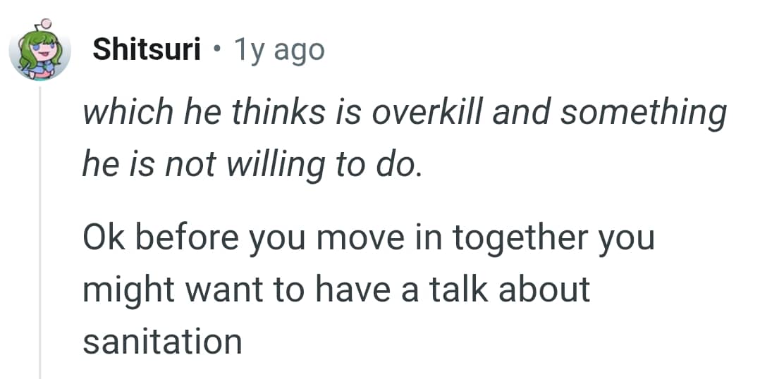 They should have a discussion about sanitation first.