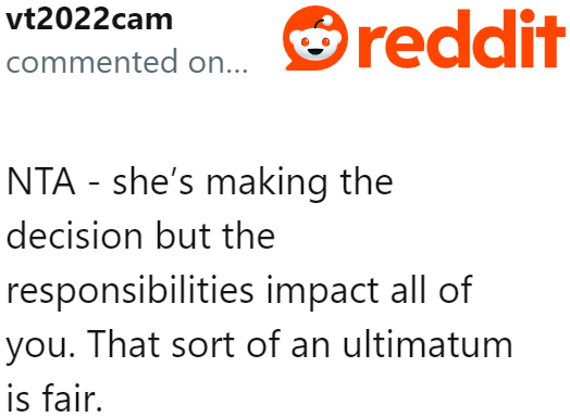 Others Believe That Giving the Ultimatum Is the Right Choice, Given That the Roommate Decided on Her Own