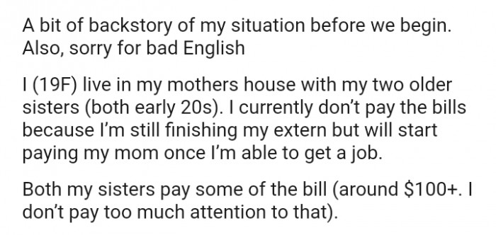 The OP currently doesn't pay bills