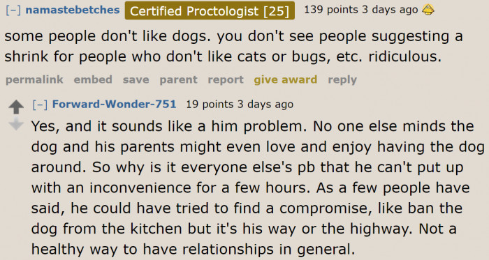 A redditor blasts other users for suggesting therapy.