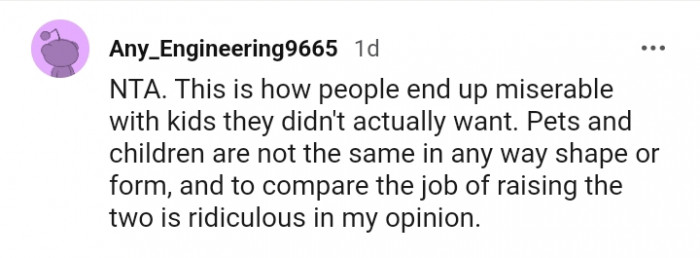 Comparing the job of raising the two is ridiculous