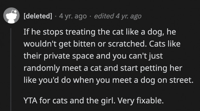 If OP bothered to learn about cats, then he would at least know about this
