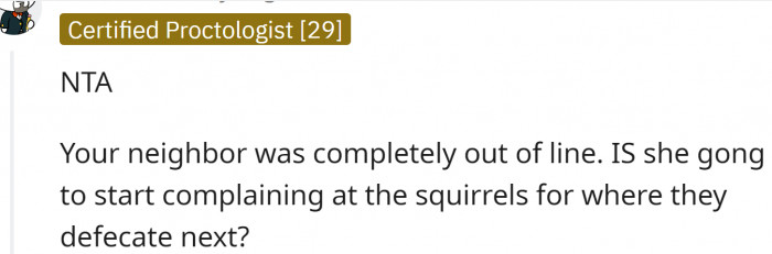 The neighbor was out of line