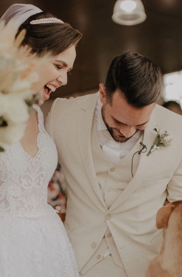 A stray dog they met who wanted to be part of their wedding day