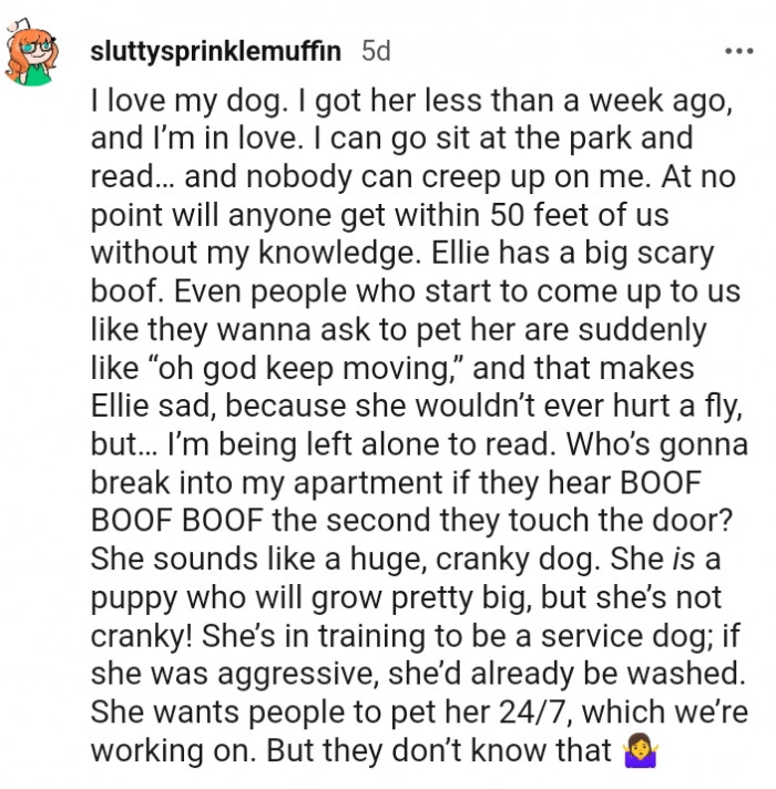 5. She is training to be a service dog