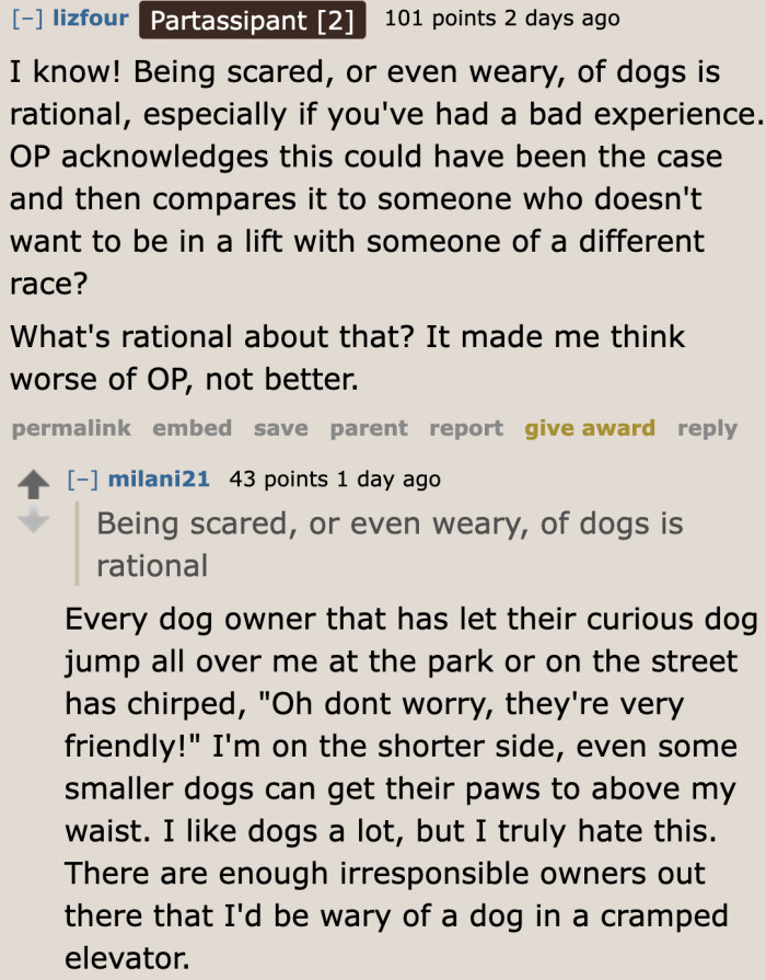 The OP taking the elevator with the woman was an irresponsible move.