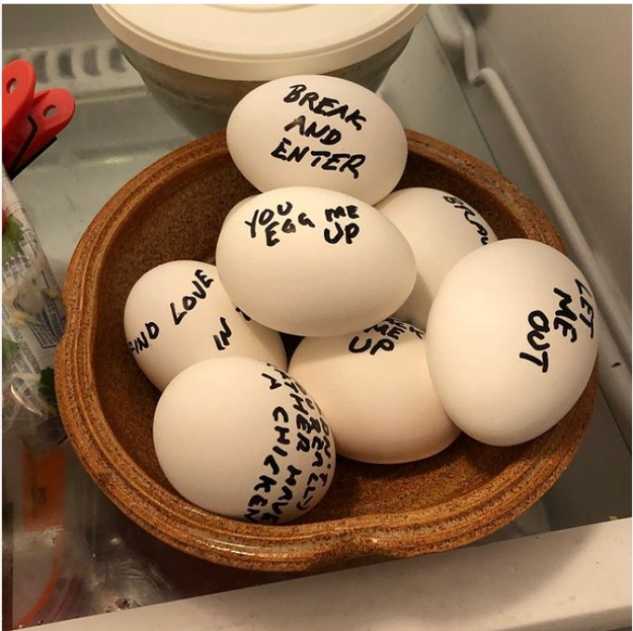 2. When your husband happens to have enough egg jokes for the whole eggs in your house