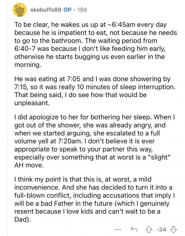 OP apologized to his GF for bothering her sleep.