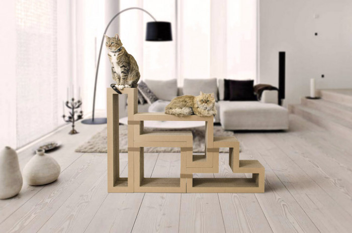 People from Papercut Lab understand that, so they've designed Katris, a line of modular cat furniture