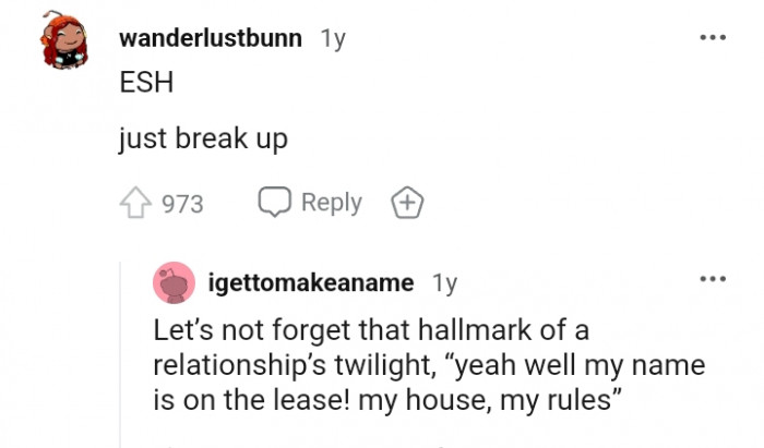 A breakup is the solution, according to this Redditor