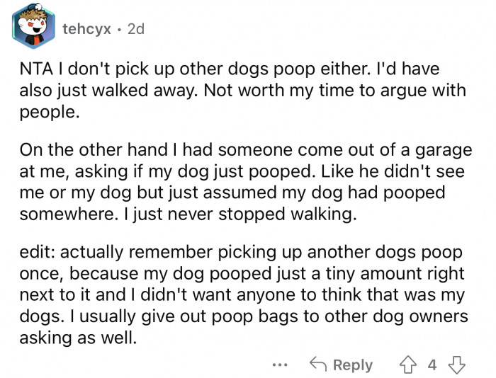 OP should have walked away and avoided the confrontation.