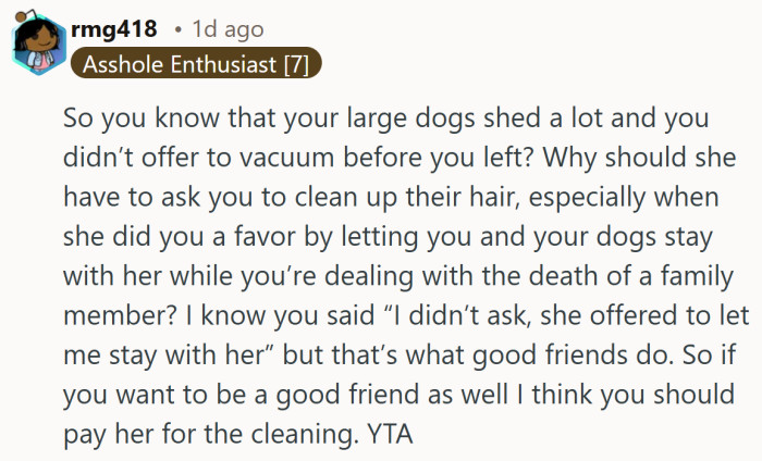 The real friendship test wasn’t the stay, it was noticing the fur storm and tackling it before hitting the road.