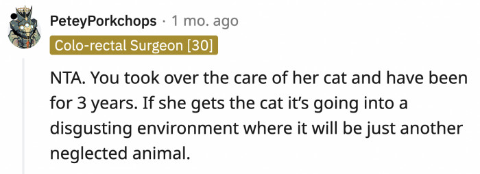 If Shelby takes Felix with her, he will have a difficult time adjusting to a new environment, especially when he's surrounded by a dozen other animals
