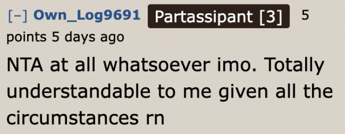 Redditors are with the husband in this situation.