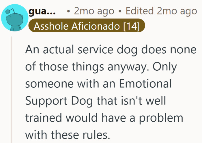 It shifts the focus from behavior to what a service dog actually does.