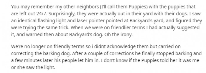 Ironically, one of the Reddit user's other neighbors was also trying the same thing at the same time.