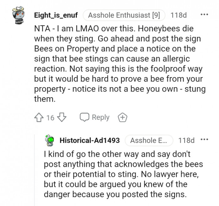 Go ahead and post the Bees on Property sign