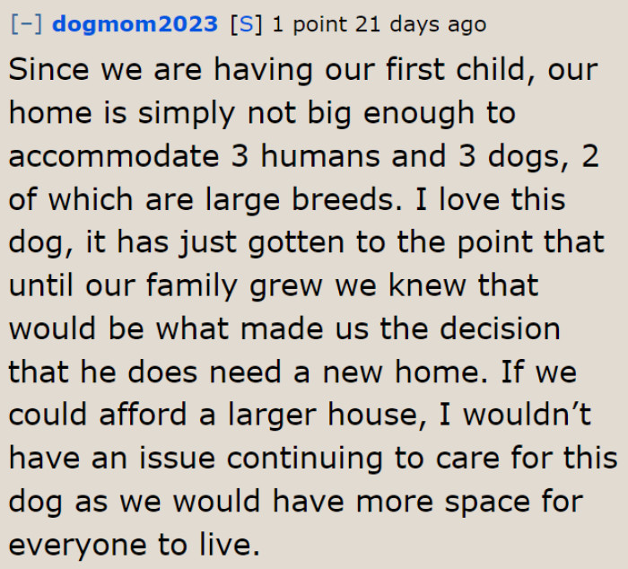 The OP explains that at this point, her child takes priority.