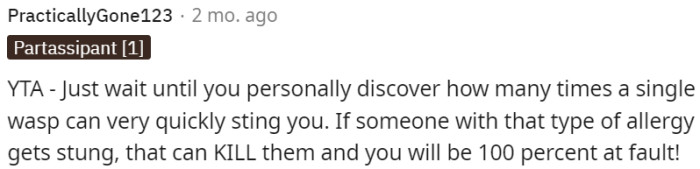 The potential danger of wasp stings should not be underestimated.