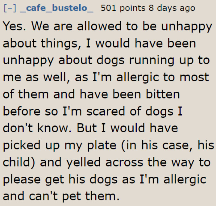 He could've just requested the owner to pick up his dogs. There's no need to have a meltdown.