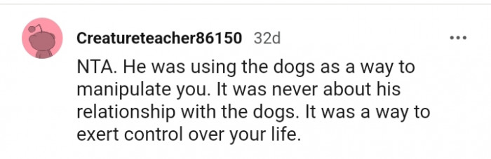 18. It was never about his relationship with the dogs