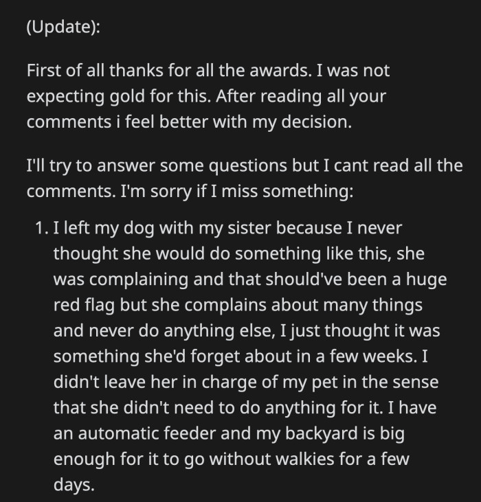 OP posted an update where she stated that she fully didn't think her sister would be capable of doing something so heartless
