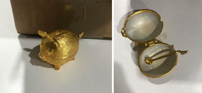 19. This golden pig with a small removeable spoon.