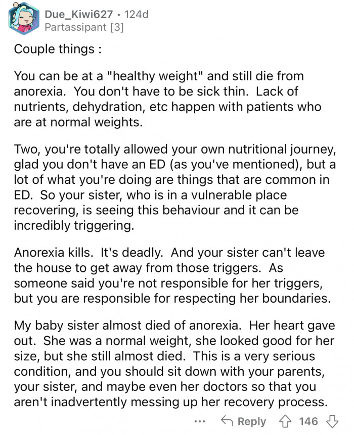 OP is not responsible for her sister's triggers.