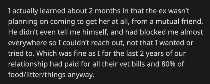 She and her ex talked about which signs to look out for that could indicate the cat's health turning for the worse.