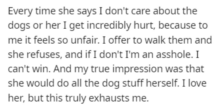 OP loves their girlfriend, but the situation is exhausting for them