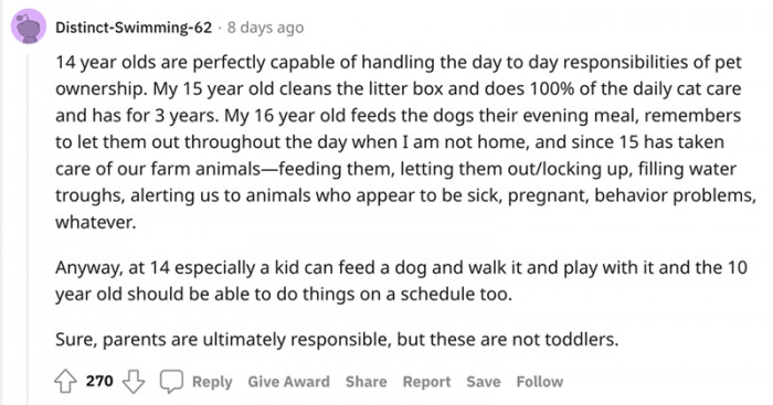 Parents are responsible, but the kids aren't toddlers