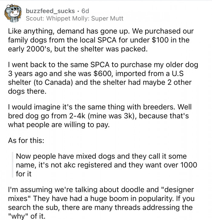 I’m loving seeing all the price comparisons for dogs.