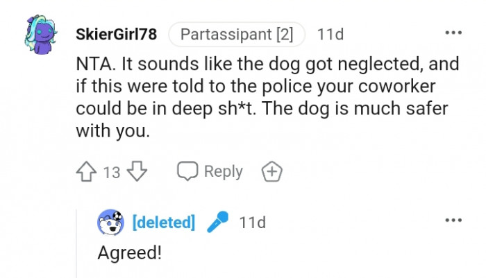 The dog is much safer with you