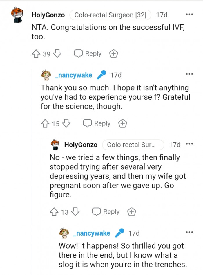 This Redditor is congratulating the OP first