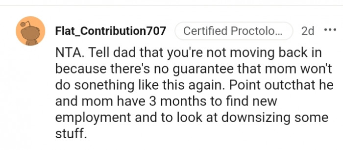 6. There's no guarantee mom won't do something like that again