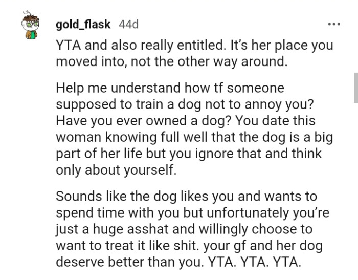 The OP knew the dog was a big part of her life